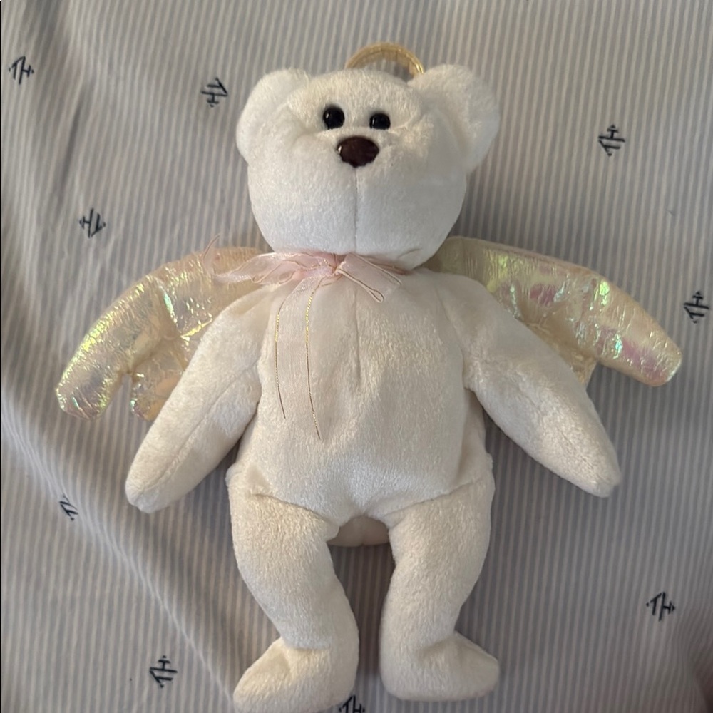 Ty White and Cream Angel Bear Stuffed Animal
